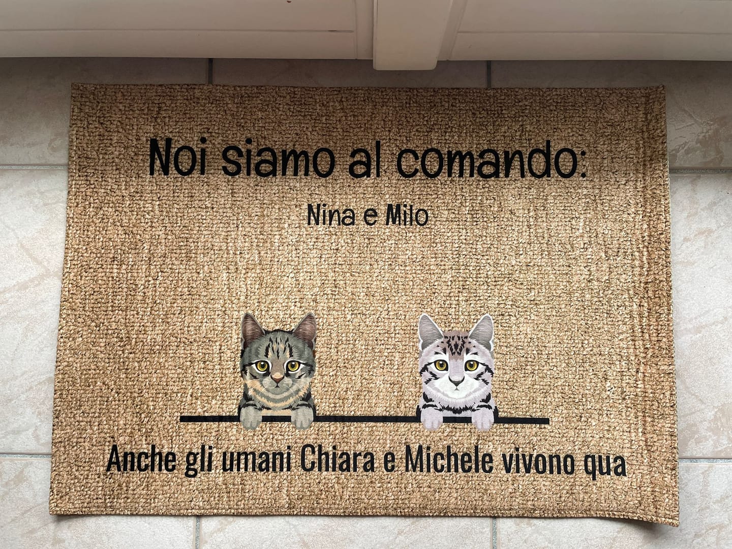 Customer photo review of Tutti i miei amici pelosi - Zerbino personalizzato