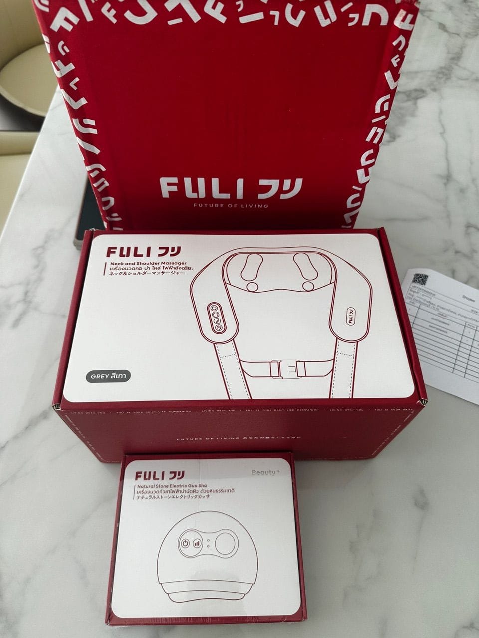 Customer photo review of เซตนวดคอบ่าไหล่ฟินสบายหน้า | FULI Neck and Shoulder Massager + FULI Natural Stone Electric Gua Sha