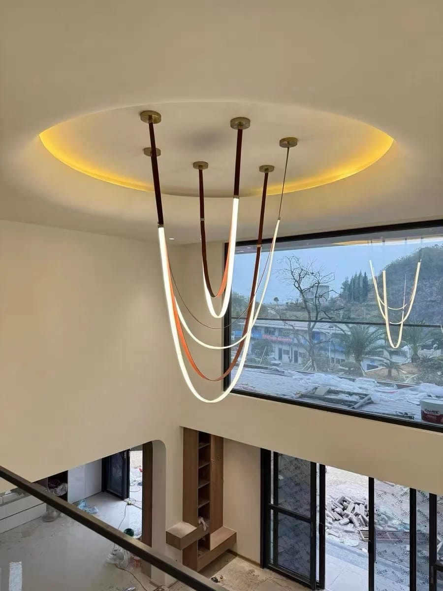 Customer photo review of Gale Leather Belt Chandelier