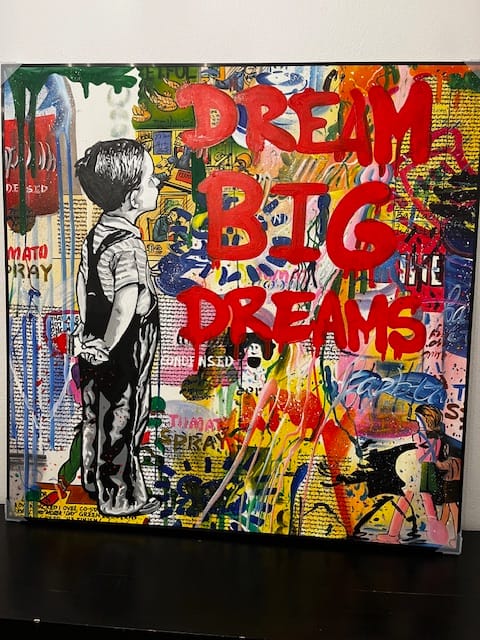Customer photo review of Banksy Dream Big Dreams 100% Hand-Painted