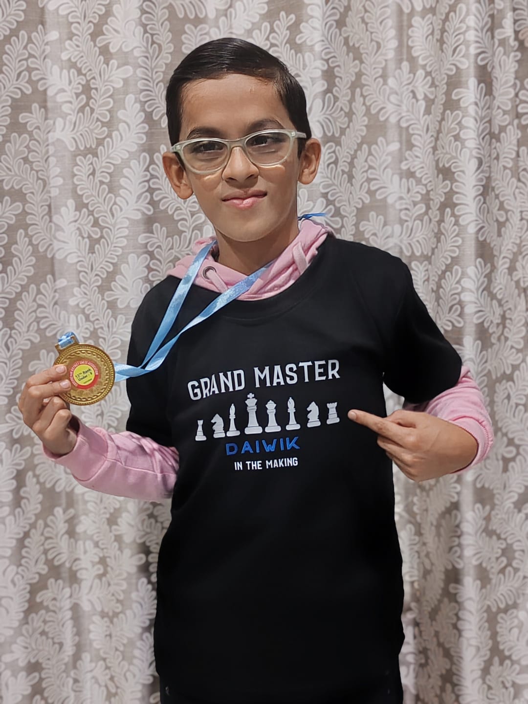 Customer photo review of Chess Grand Master With Custom Kids Name - Kids Tee