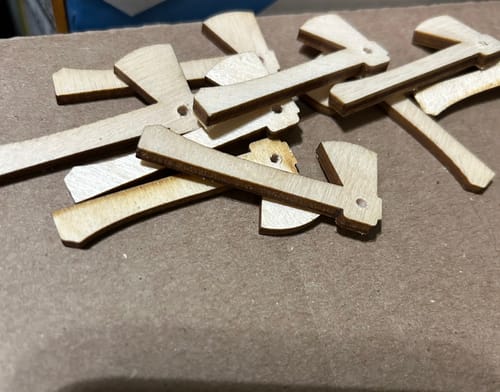 Customer photo review of Unfinished Wood Hatchet Axe Shape | DIY Lumberjack Craft | Up to 36"