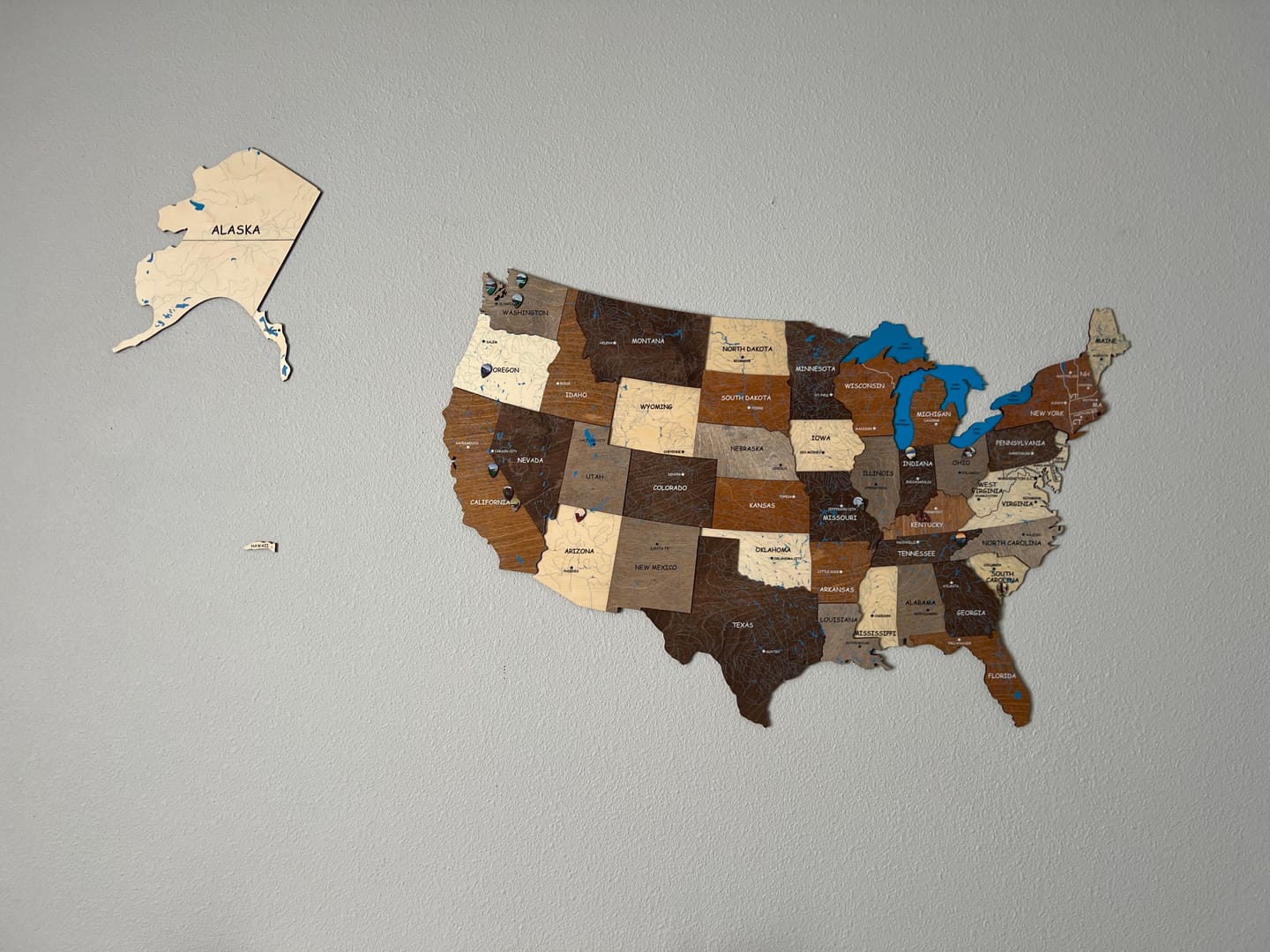 Customer photo review of Wooden 3d Map of USA - Multicolor