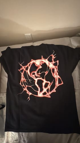 Customer photo review of Revenge Lightning Arch Logo Tee Black/Red
