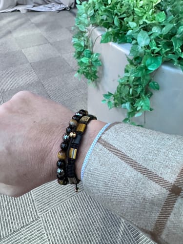 Customer photo review of Triple Protection Tiger Eye Crystal Hematite Black Obsidian Onyx Stone Bead Bracelet