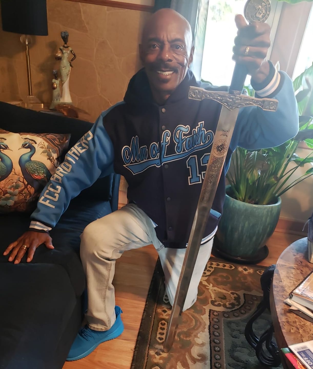 Customer photo review of Custom Black Royal-White Raglan Sleeves Varsity Full-Snap Letterman Jacket