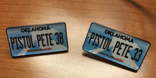 Customer photo review of Oklahoma 2021 License Plate Enamel Pin