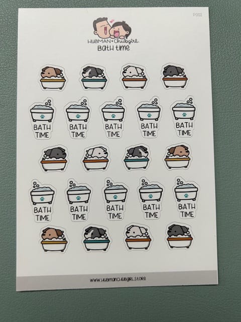 Customer photo review of Bath Time Planner Stickers