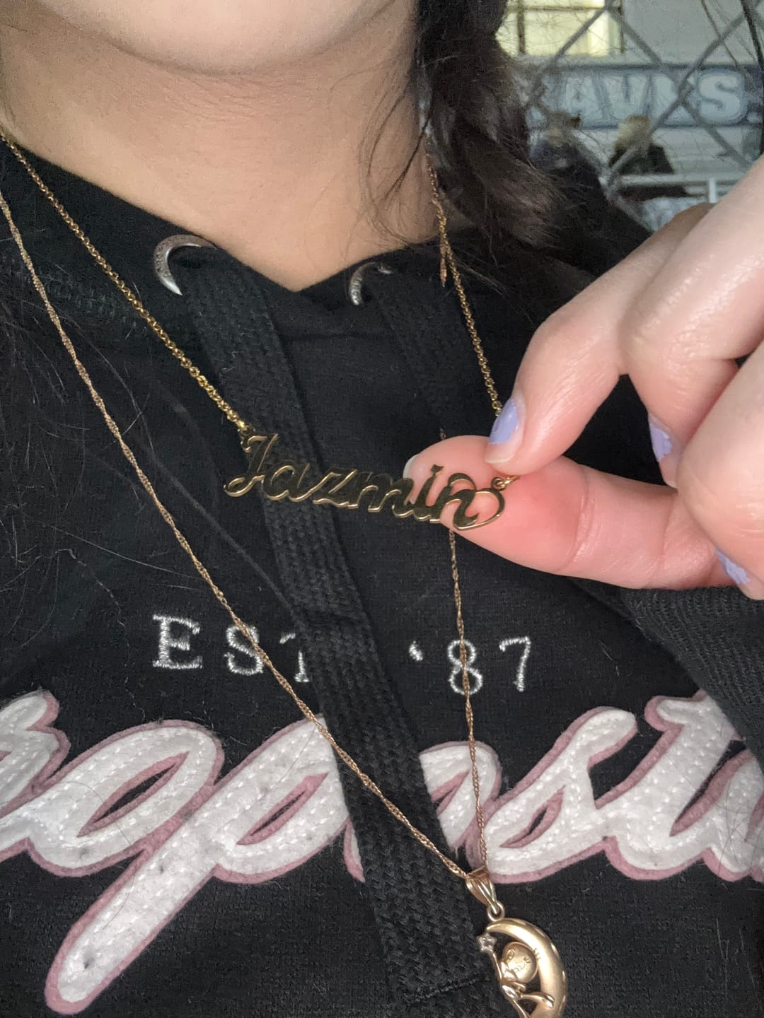 Customer photo review of Crescent Heart Name Necklace