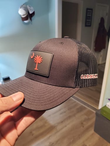 Customer photo review of Richardson 112 Black Garnet Palmetto Moon Carolina Performance Trucker Hat