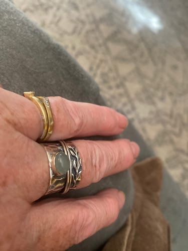 Customer photo review of Aquamarine Leaf Spinner Ring Sterling Silver