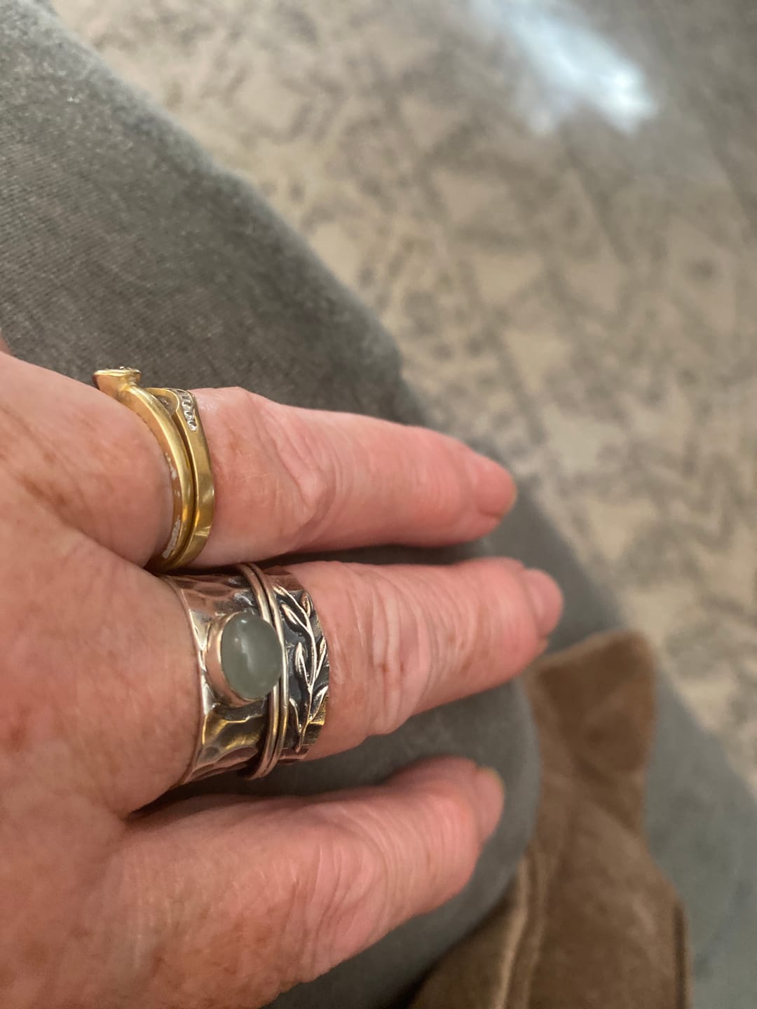 Customer photo review of Aquamarine Leaf Spinner Ring Sterling Silver