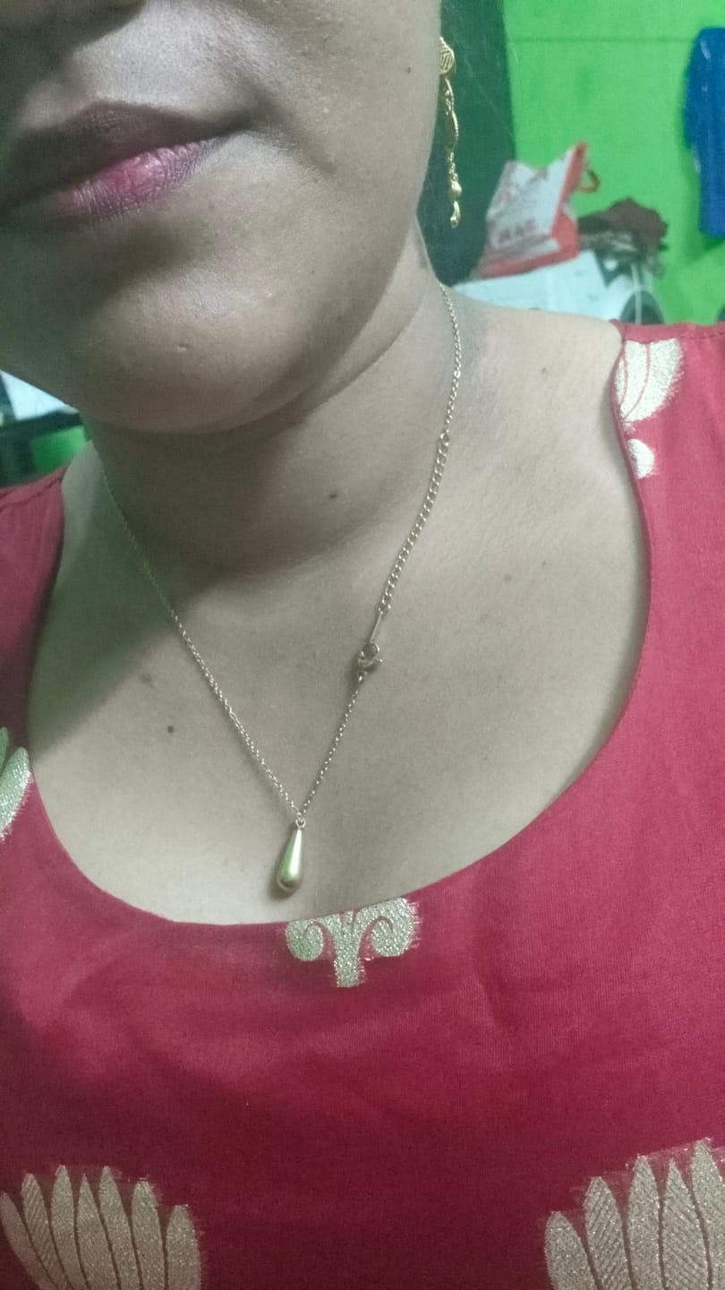 Customer photo review of Thin Drop Necklace