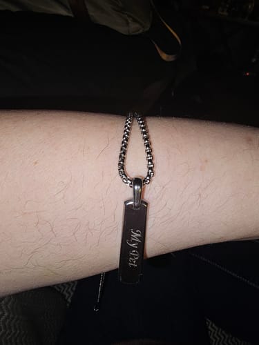 Customer photo review of Beveled Edge Bar Pendant