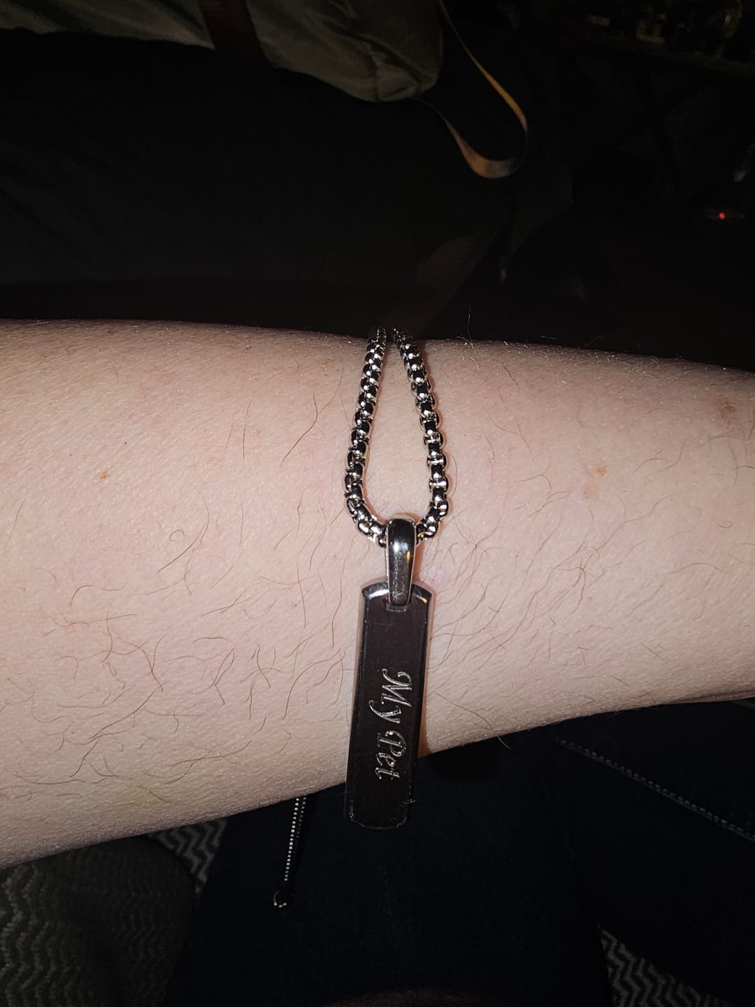 Customer photo review of Beveled Edge Bar Pendant