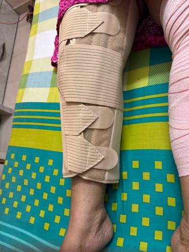 Customer photo review of Knee Brace - Long (19" Brace) | Ideal firm Knee support that limits knee motion & stabilizes the knee with mediolateral metal supports | Color - Beige