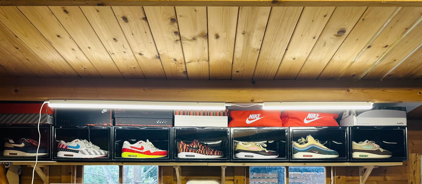 Customer photo review of STACK V1 Sneaker Display Crates - Black (2 Pack)