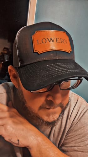 Customer photo review of Custom Leather Patch Hats Richardson 112 Laser Engraved