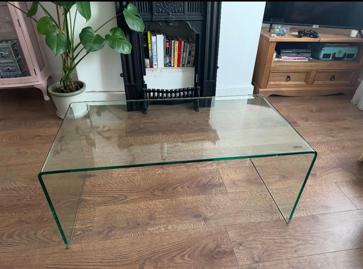 Customer photo review of Amalfi Bent Glass Coffee Table