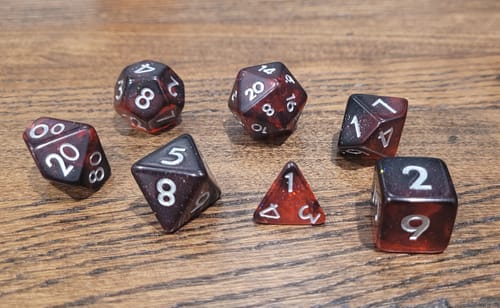 Customer photo review of Emberstone | Resin DND Dice Set | Resin RPG Dice