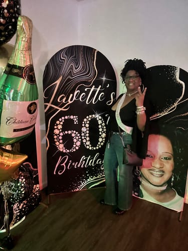 Customer photo review of Black Gold Diamond Lady 30th 40th 50th 60th Birthday Backdrop