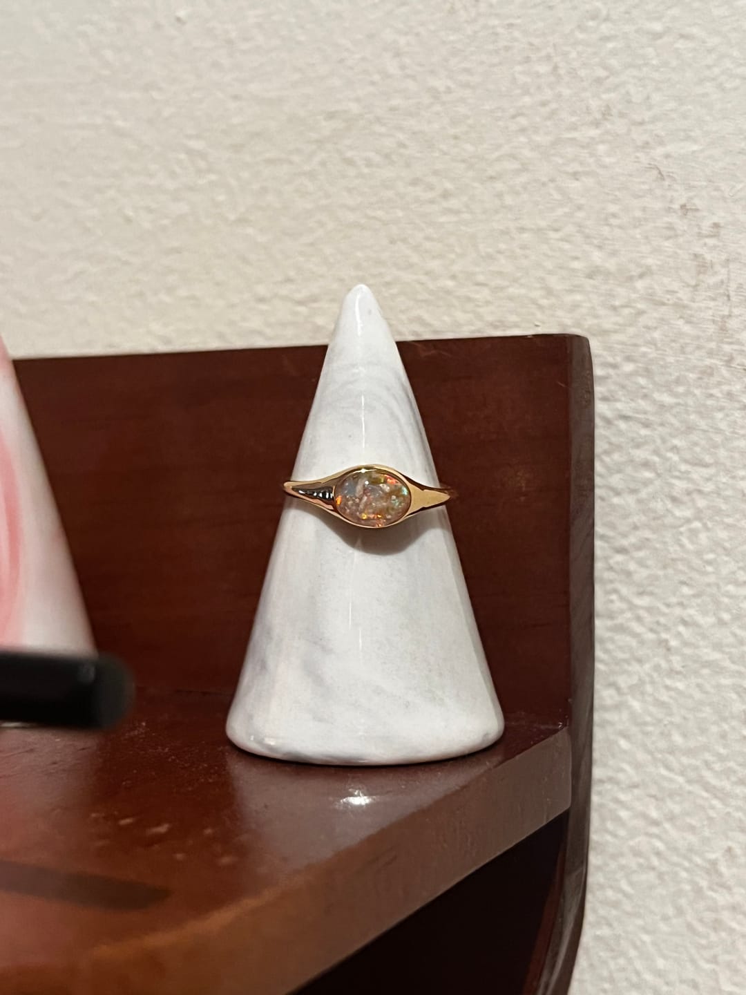 Customer photo review of Golden Oval Ring with Cremation Ashes