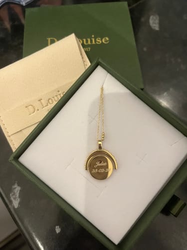 Customer photo review of Engravable Spinning Necklace