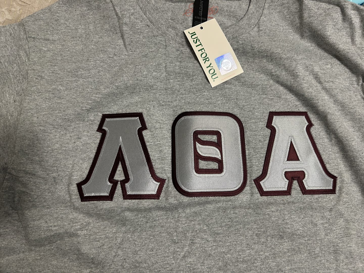 Customer photo review of LTA Classic Stitched Letter Tee