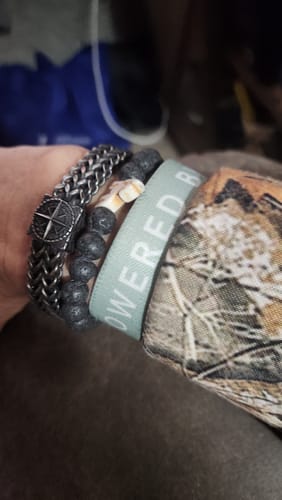 Customer photo review of Special Offer! Overcome Evil Compass Chain Bracelet - Helps Pair Veterans With A Service Dog Or Shelter Dog