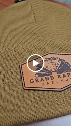 Customer video review of Custom Carhartt Beanies Leather Patch Laser Engraved