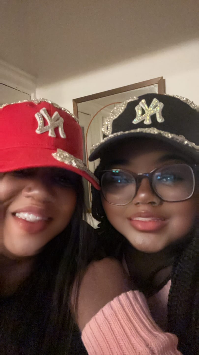 Customer photo review of Custom Beaded Silver Crystal Applique Big New York Hat