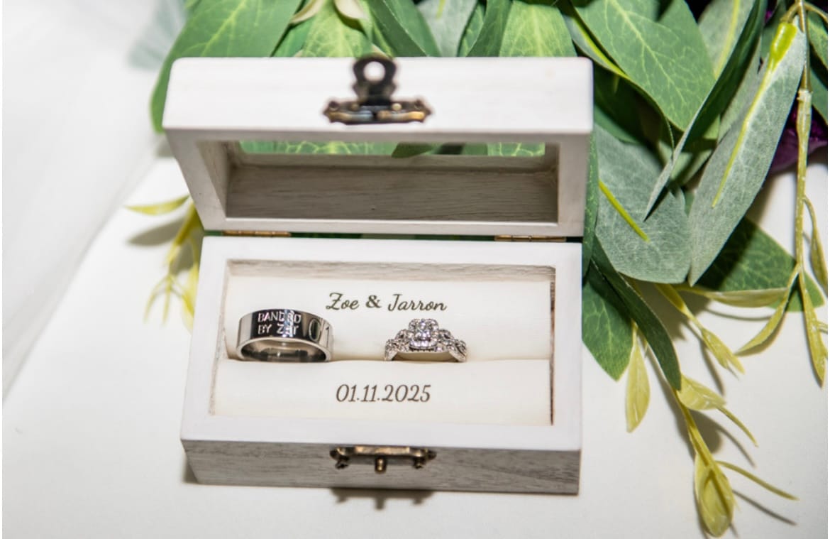 Customer photo review of Duck Band in Titanium 8mm Wide - Customizable