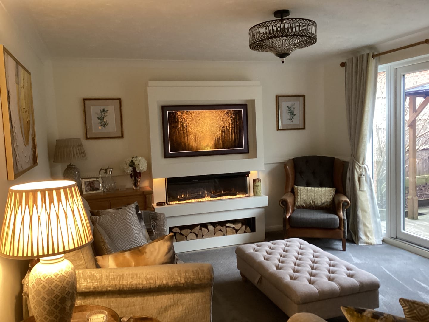 Customer photo review of Carved Crystal Drum Semi Flush Mount