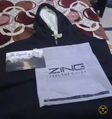 Customer photo review of Premium fit zip Hoodie - Black with White Rope
