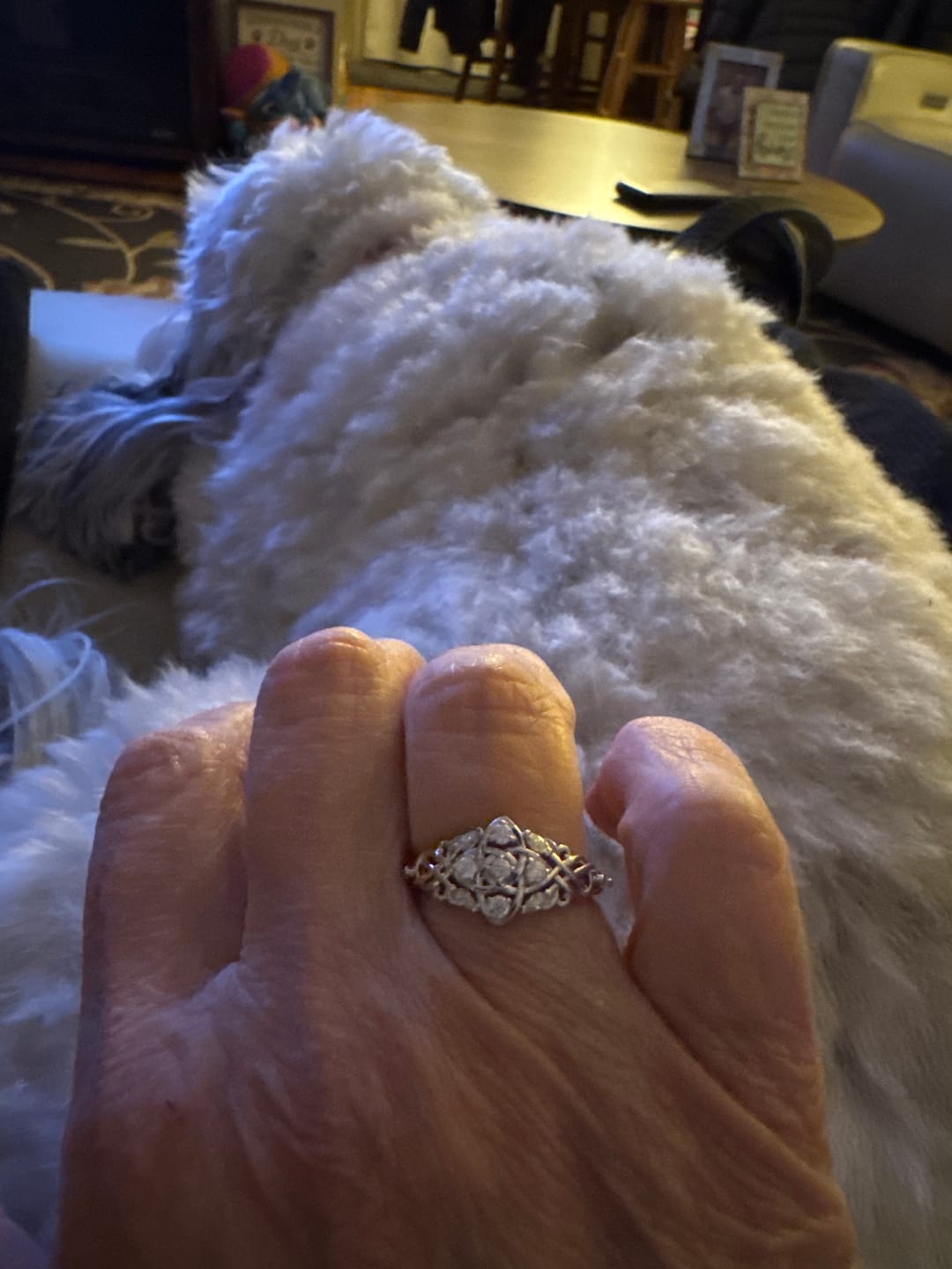 Customer photo review of Celtic Knot Moissanite Cluster Engagement Ring