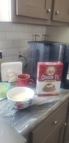 Customer photo review of Cousin T's Cinnamon Bun Gourmet Pancake Mix (2 Pack)