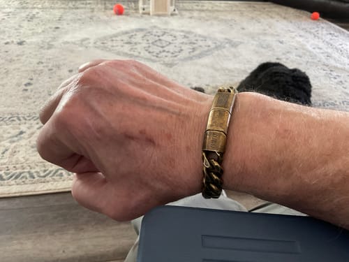 Customer photo review of Viking Courage Cuban Link Bracelet: Helps Pair Veterans With A Service Dog Or Shelter Dog