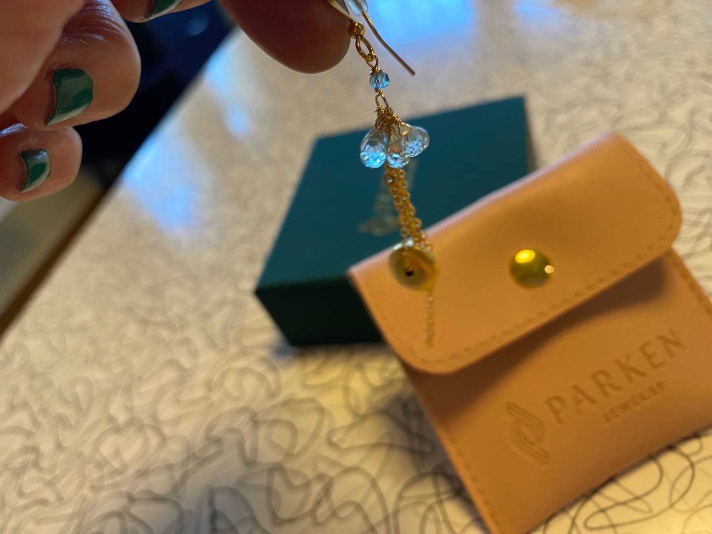 Customer photo review of Ballet Earrings - Aquamarine