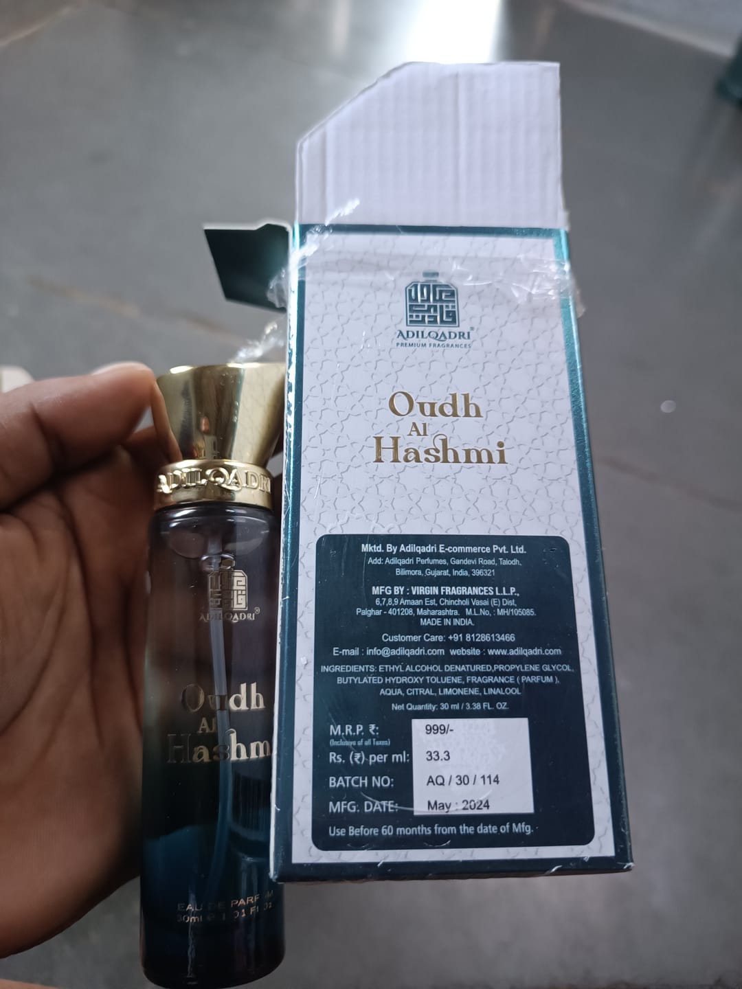 Customer photo review of Oudh Al Hashmi Perfume Spray