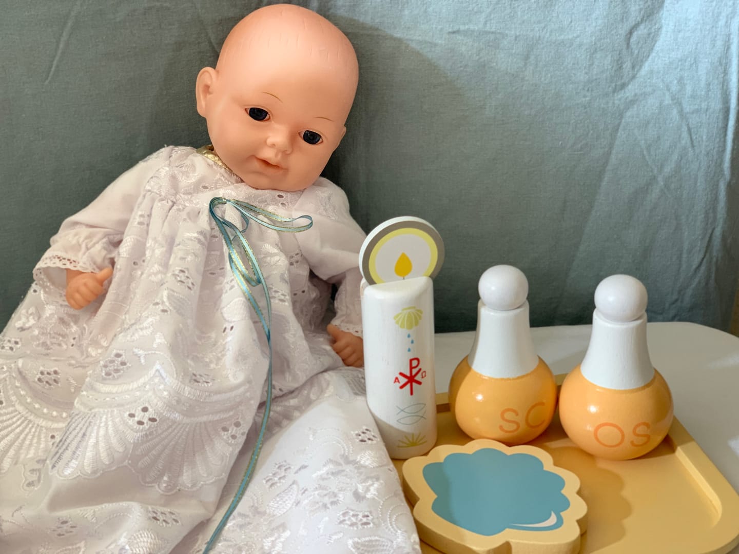 Customer photo review of Wooden Baptism Playset