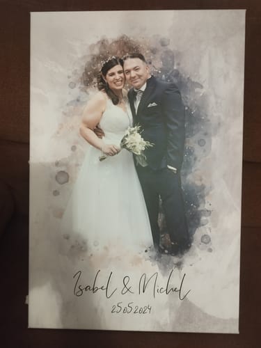 Customer photo review of Tu foto en estilo acuarela | Regalo personalizable para pareja, novia y novio
