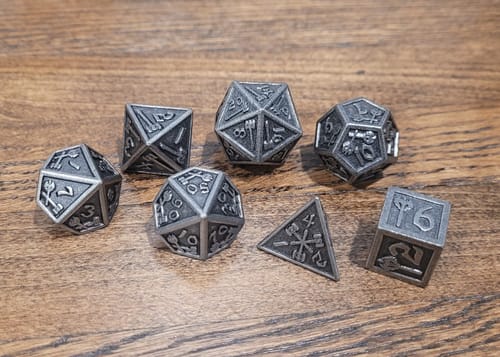 Customer photo review of Weapon Rack | Metal DND Dice Set