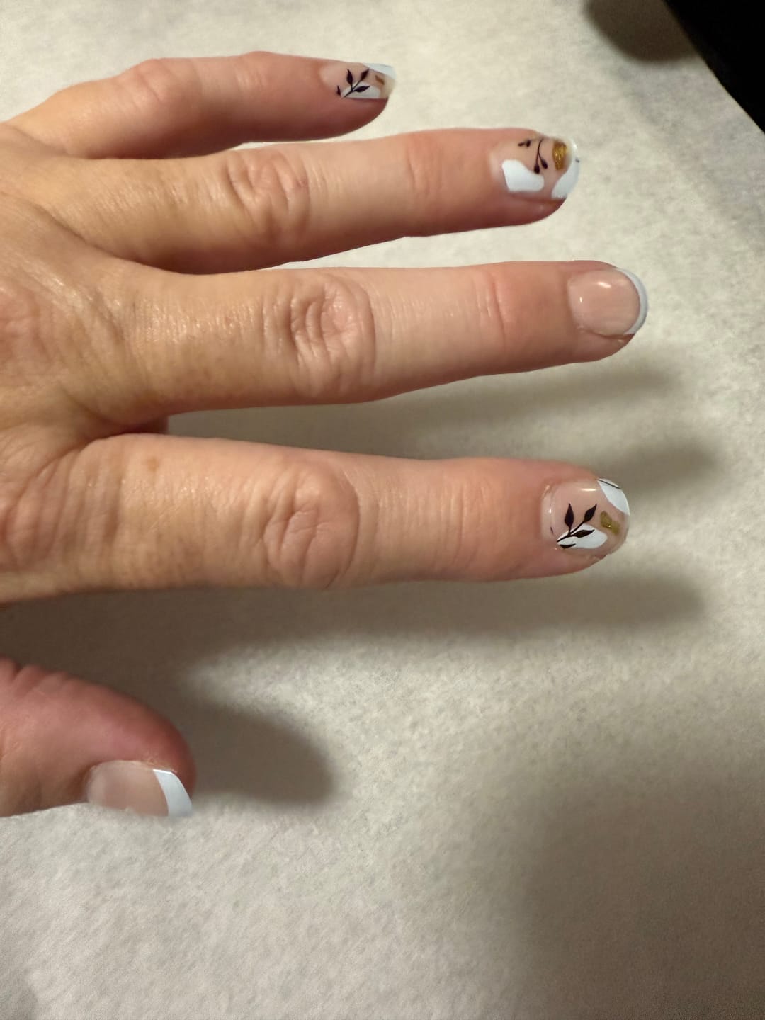 Customer photo review of Blue Floral Daze DIY Semicured Gel Nail Sticker Kit