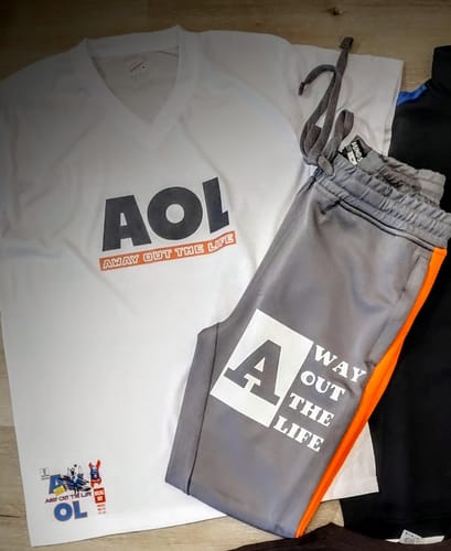 Customer photo review of Solid One Stripe Track Pants (Grey - Orange) (100-402)