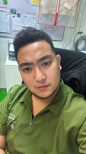 Customer photo review of Zip-Up Polo MoveTech® Scrub Top - Men / Forest Green