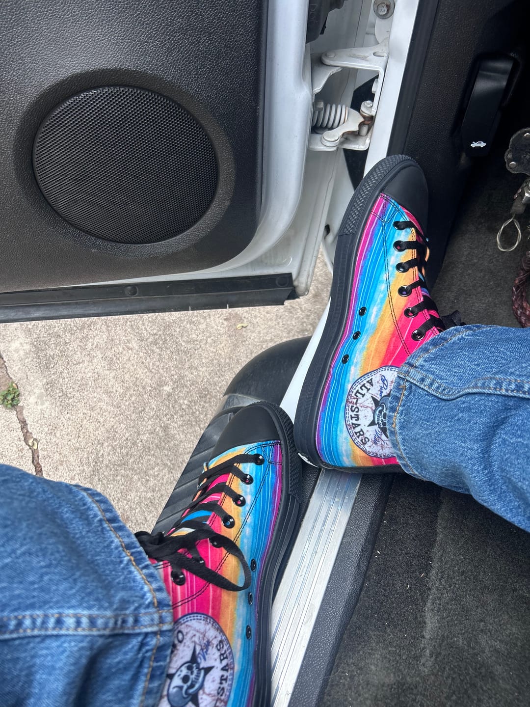 Customer photo review of Mexico City Sunset High Tops ( Black or White Sole )