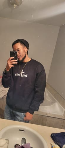 Customer photo review of Holy Spirit Comfort Crewneck