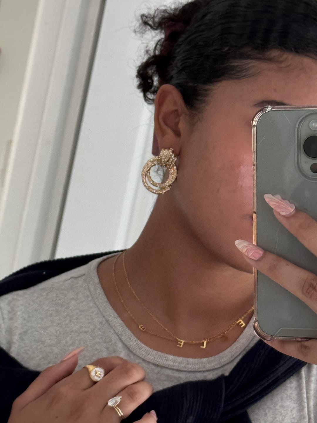 Customer photo review of Personalized Sideway Initial Necklace 18K Best Seller Valentine's Day Gift