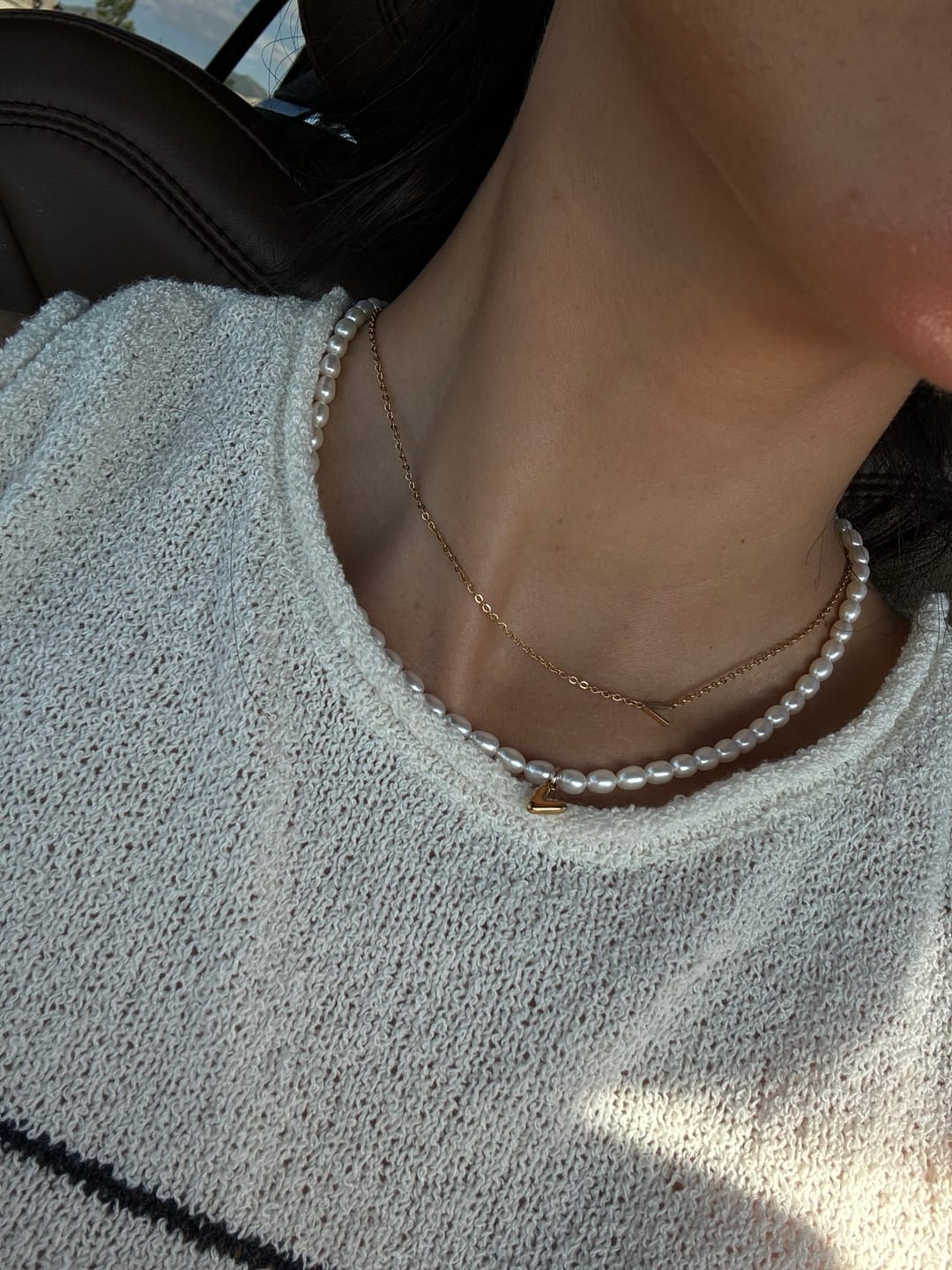 Customer photo review of Personalized Sideway Initial Necklace 18K Best Seller Valentine's Day Gift