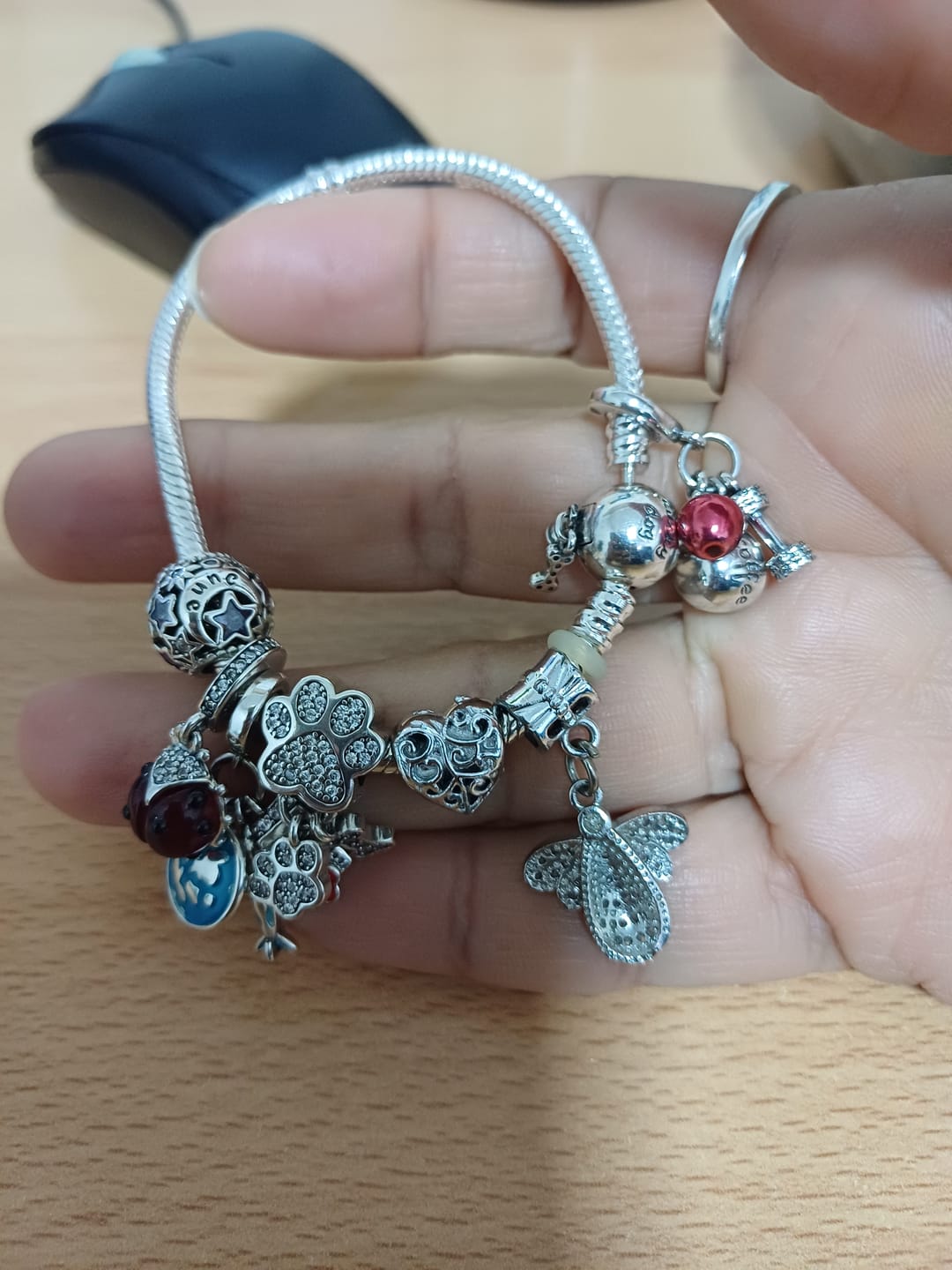 Customer photo review of Charm Huellas de Perrito & Hueso Diamantado